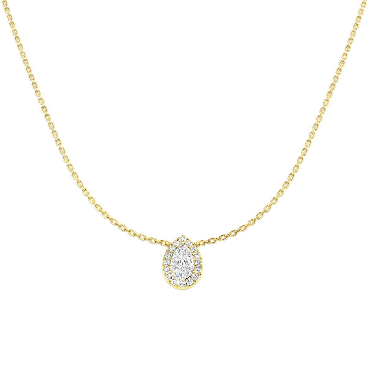 9ct Yellow Gold Pear Lab Grown Diamond Necklace 1