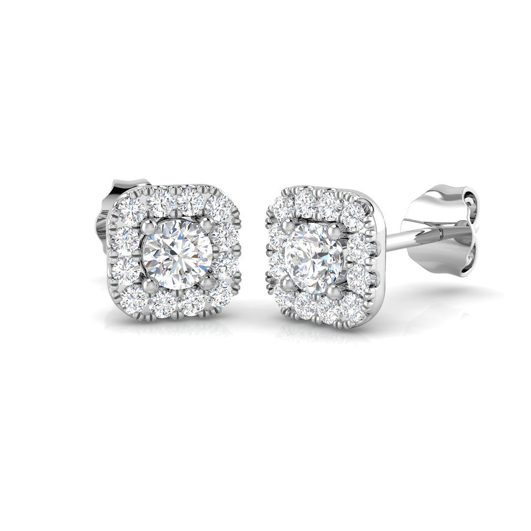 9ct White Gold Round Lab Grown Diamond Earrings 1
