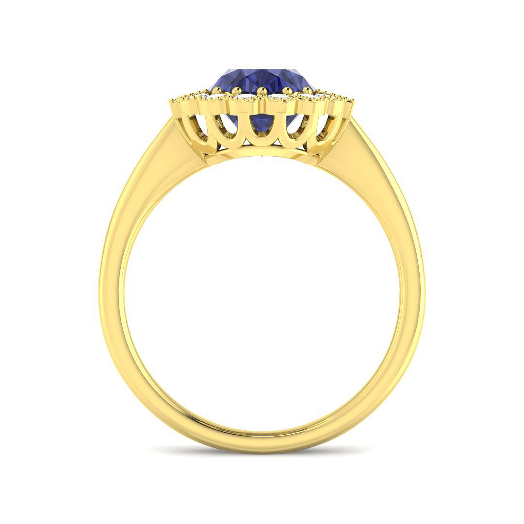 9ct Yellow Gold Baguette and Oval Tanzanite and Diamond Ring 2
