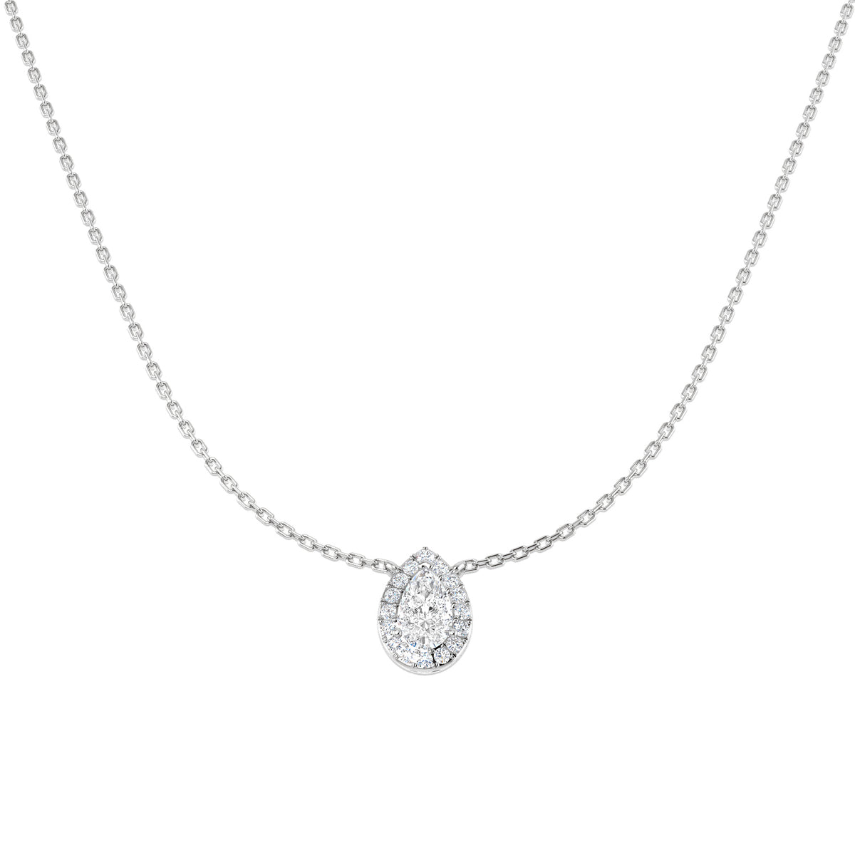 9ct White Gold Pear Lab Grown Diamond Necklace 1