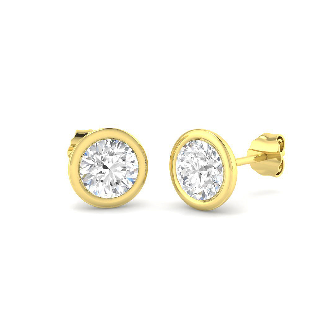 18ct Yellow Gold Round Lab Grown Diamond Earrings 1
