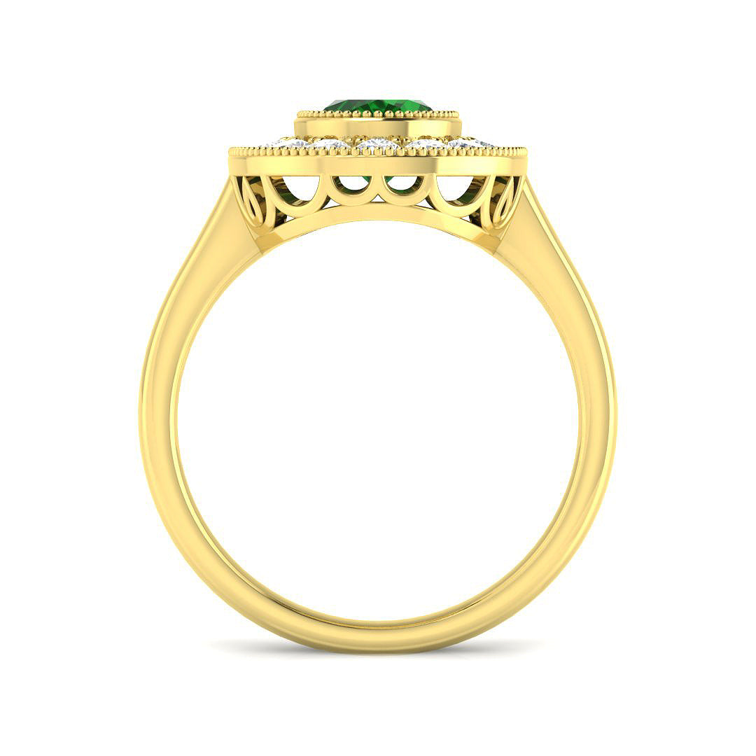 9ct Yellow Gold Oval Emerald and Diamond Ring 2