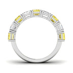 9ct White Gold Emerald Cut Lab Grown Diamond and Lab Yellow Diamond Ring 2