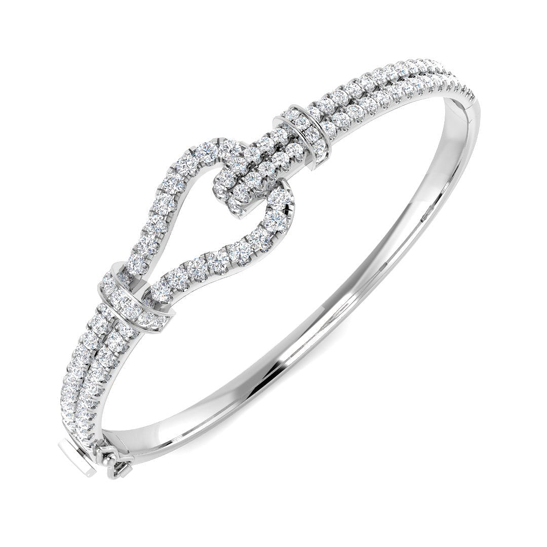 9ct White Gold Round Lab Grown Diamond Bangle 1