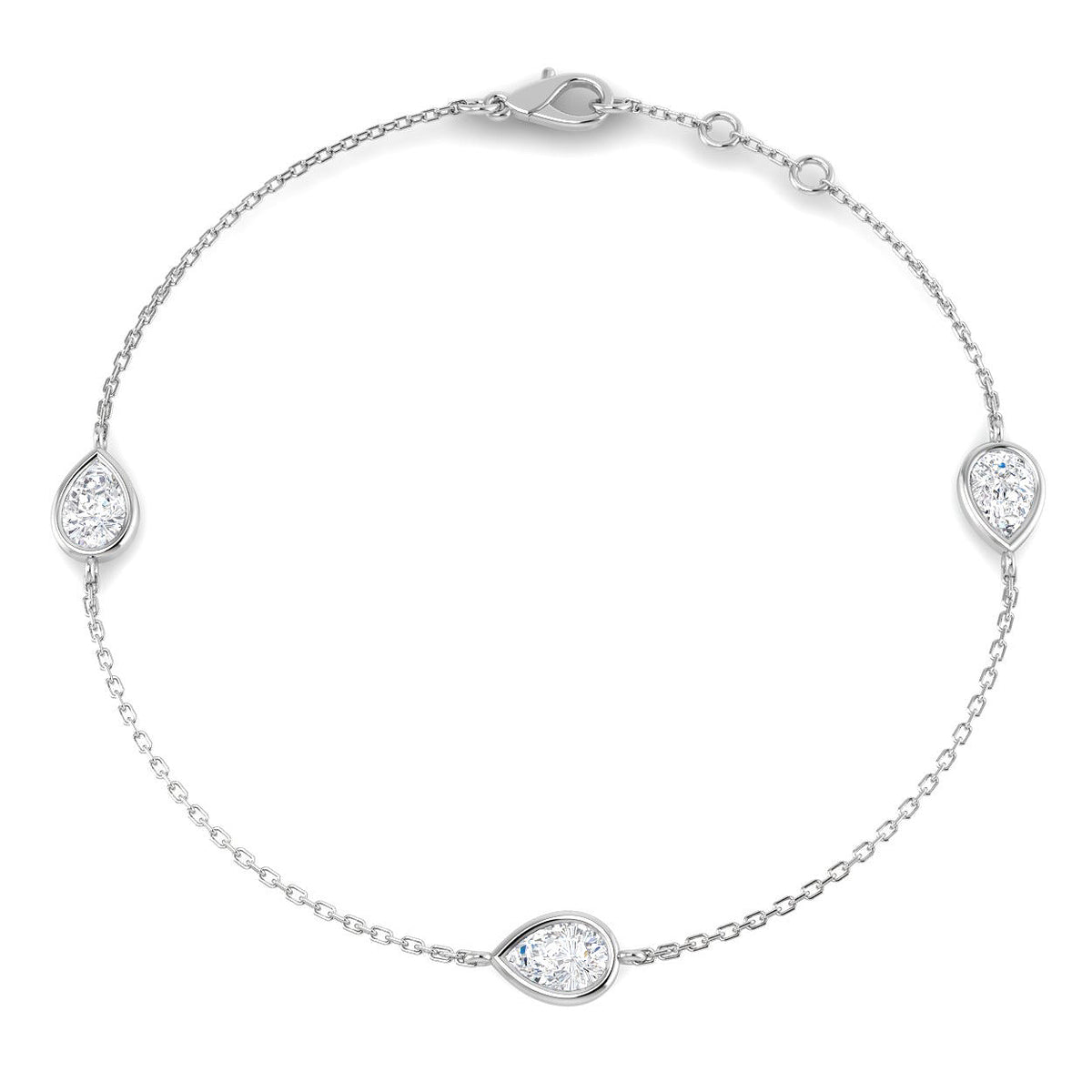 9ct White Gold Pear Lab Grown Diamond Bracelet 1