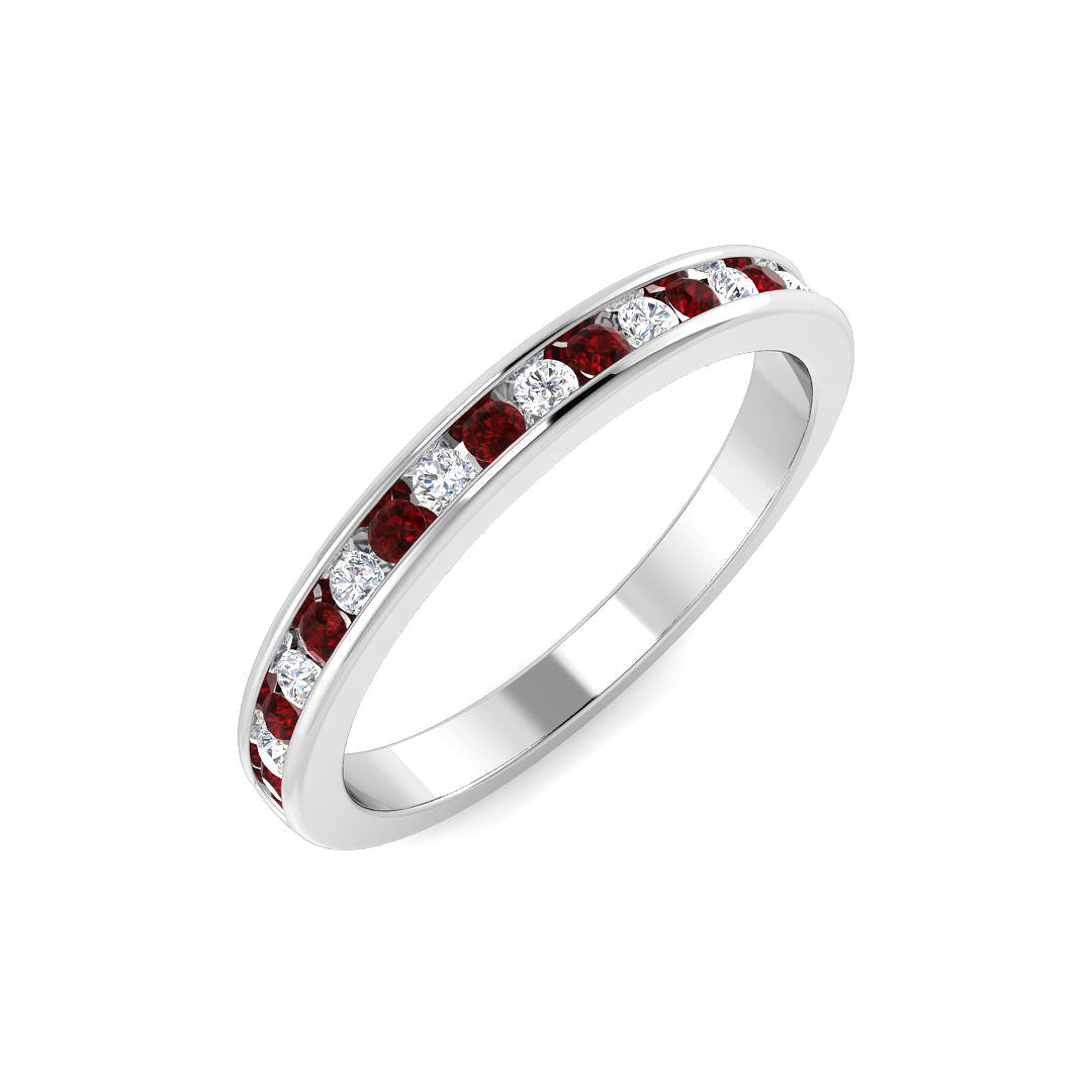 9ct White Gold Round Ruby and Diamond Ring 1