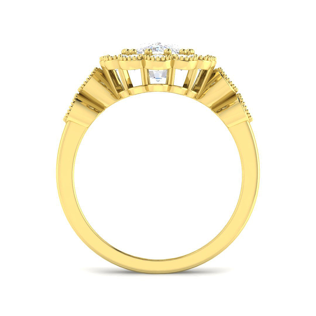 9ct Yellow Gold Cushion Cvd Old Cut Ring 2