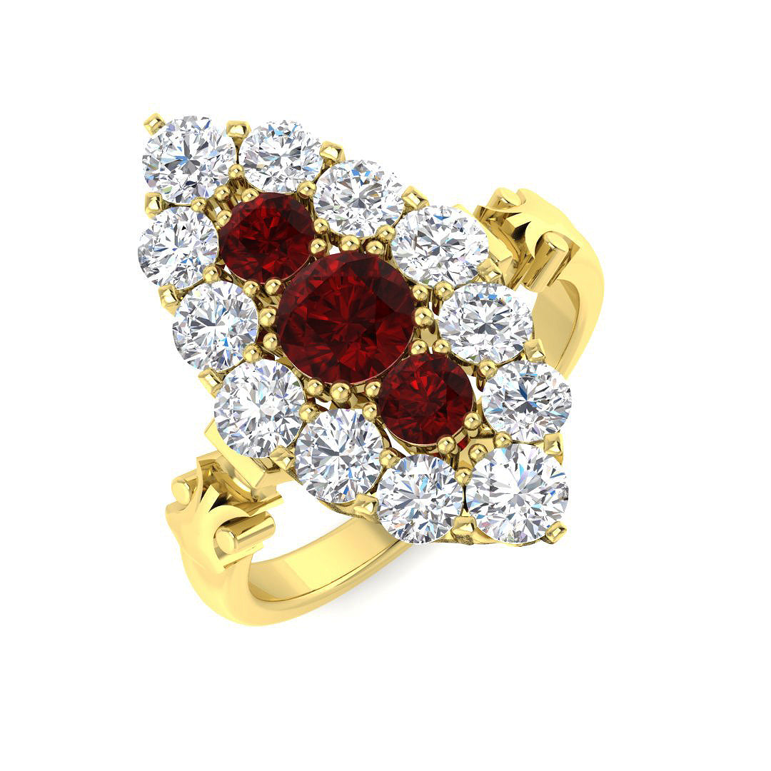 9ct Yellow Gold Round Ruby and Diamond Ring 1