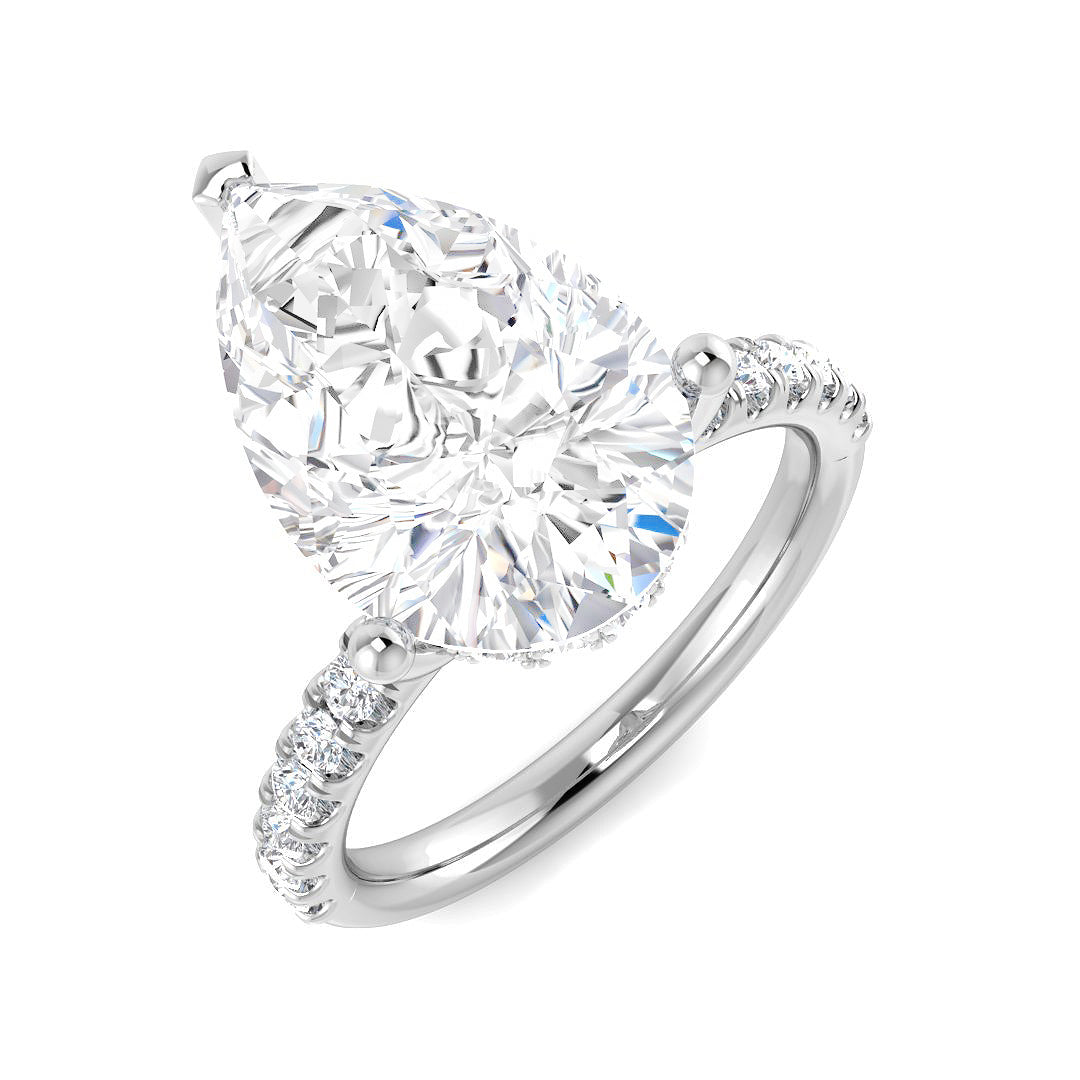 9ct White Gold Pear Lab Grown Diamond Ring 1