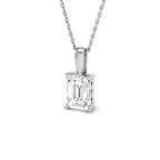 9ct White Gold Emerald Cut Lab Grown Diamond Pendant 1