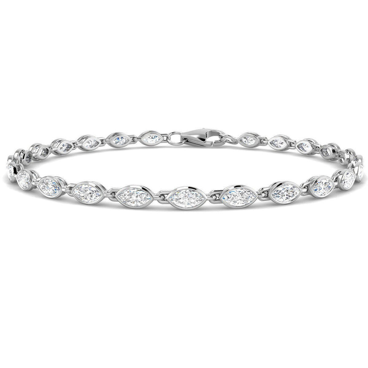 9ct White Gold Marquise Lab Grown Diamond Bracelet 1