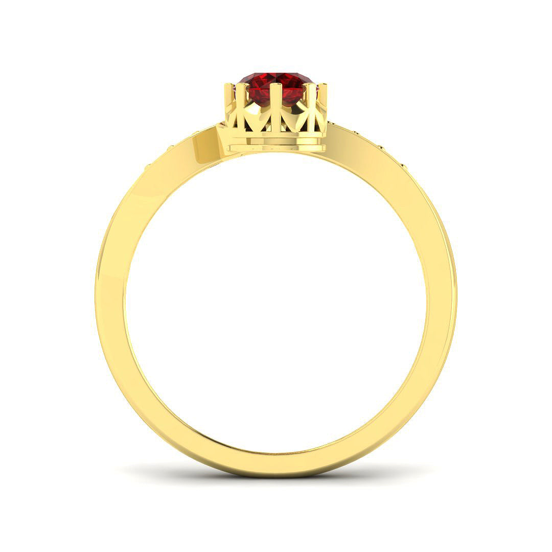 18ct Yellow Gold Round Ruby and Diamond Ring 2
