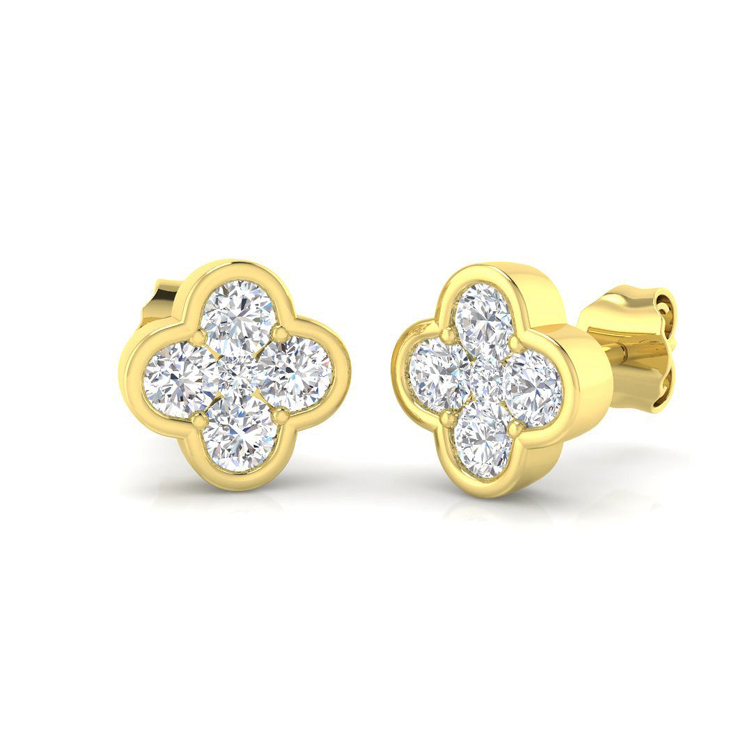 9ct Yellow Gold Round Lab Grown Diamond Earrings 1