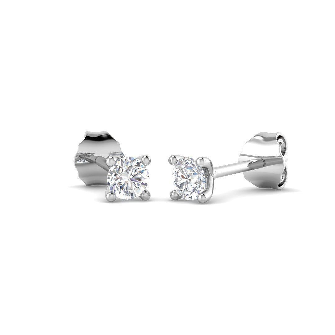 9ct White Gold Round Lab Grown Diamond Earrings 1