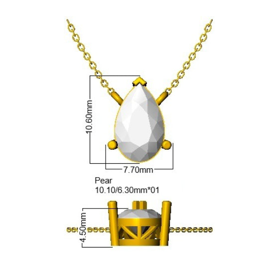 9ct Yellow Gold Pear Lab Grown Diamond Necklace 2
