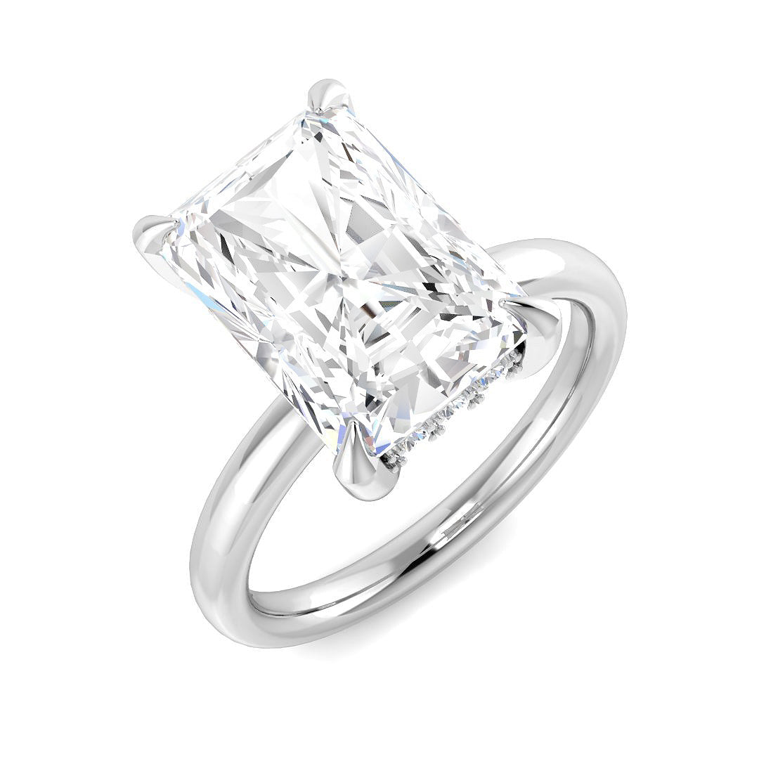 9ct White Gold Radiant Lab Grown Diamond Ring 1