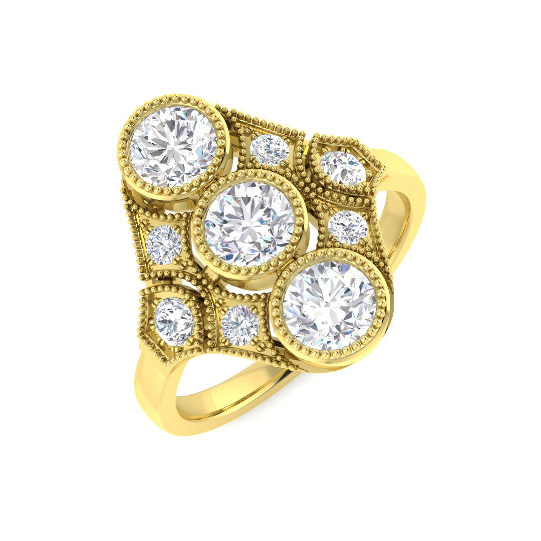9ct Yellow Gold Round Cvd Old Cut Ring 1