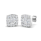 9ct White Gold Cushion Lab Grown Diamond Earrings 1