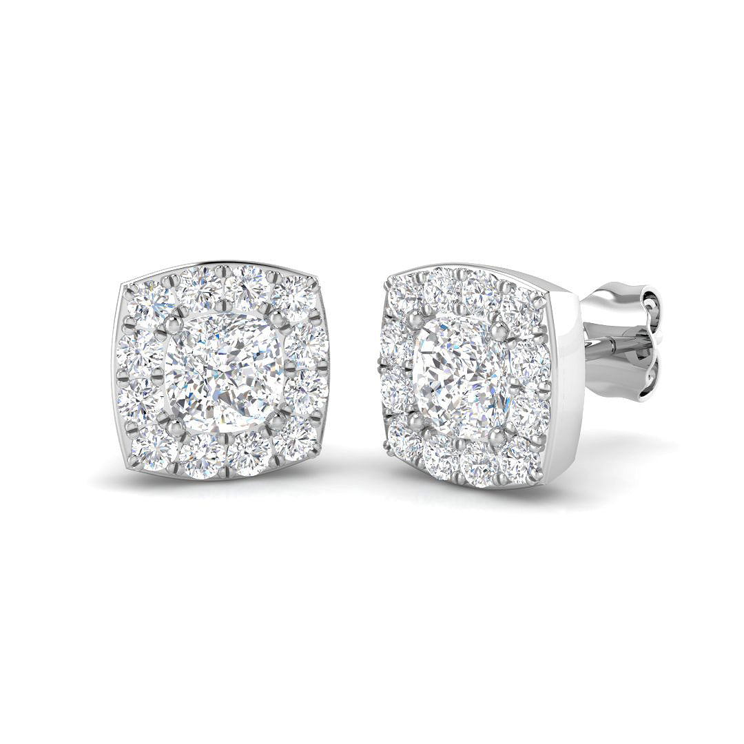 9ct White Gold Cushion Lab Grown Diamond Earrings 1
