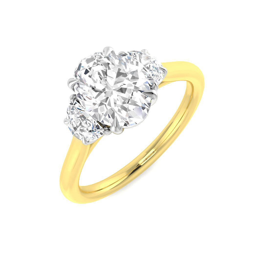 9ct Two Tone MoonCut and Oval Lab Grown Diamond Ring 1