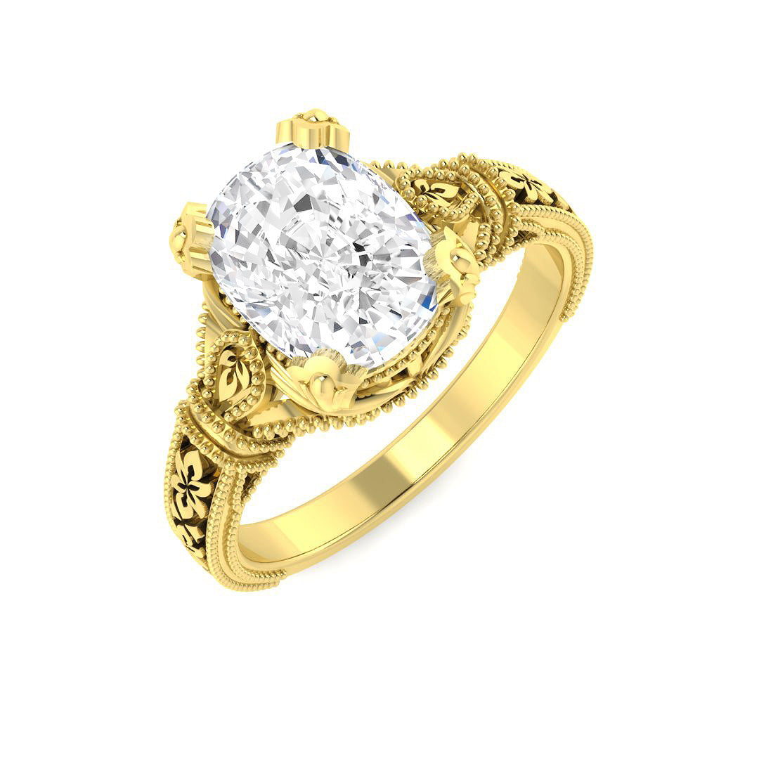 9ct Yellow Gold Cushion Cvd Old Cut Ring 1