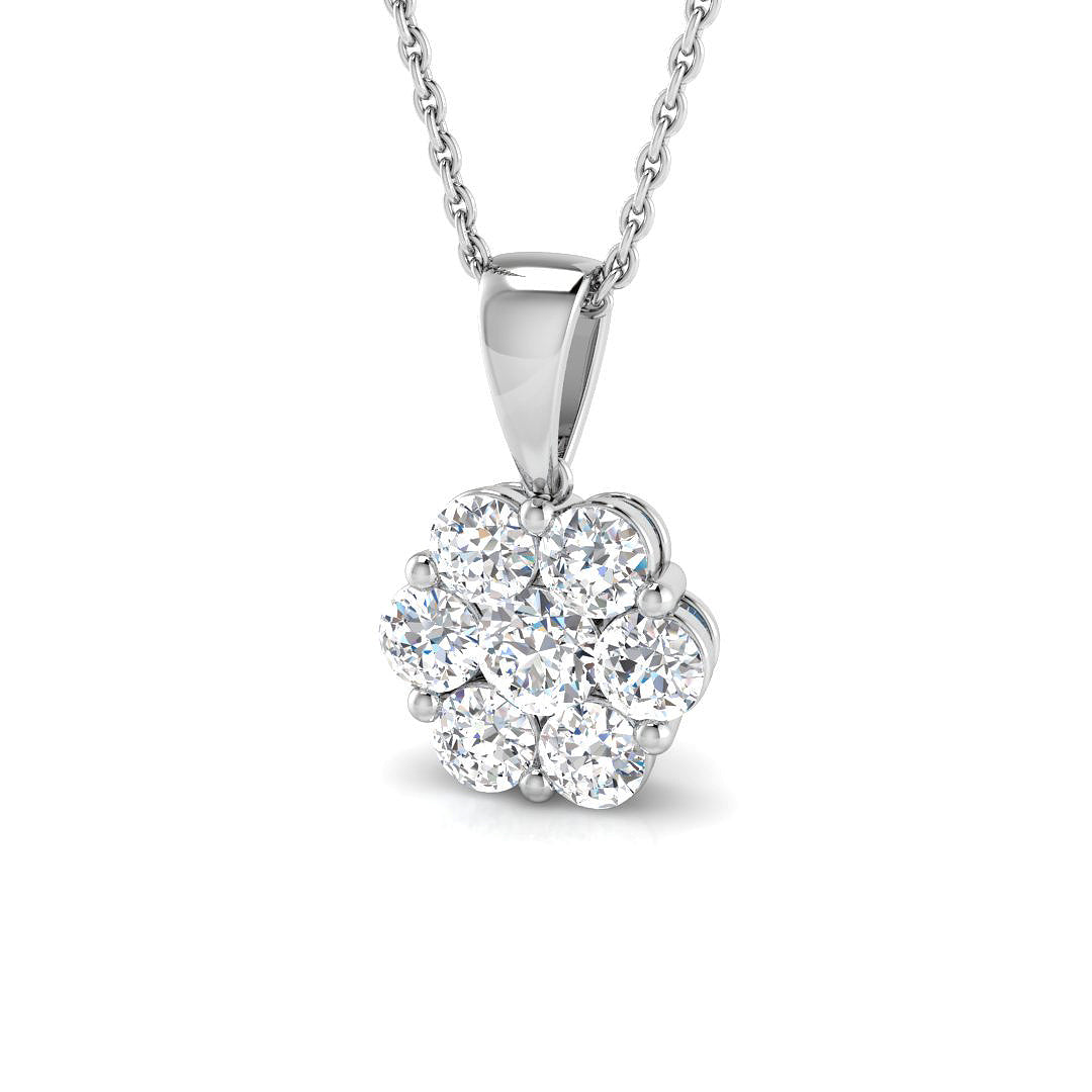 9ct White Gold Round Lab Grown Diamond Pendant 1