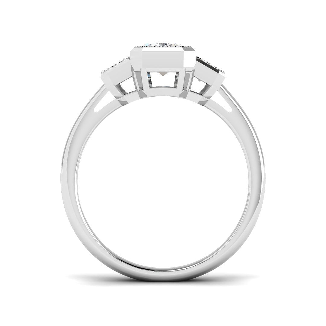 9ct White Gold Emerald Cut Lab Grown Diamond Ring 2