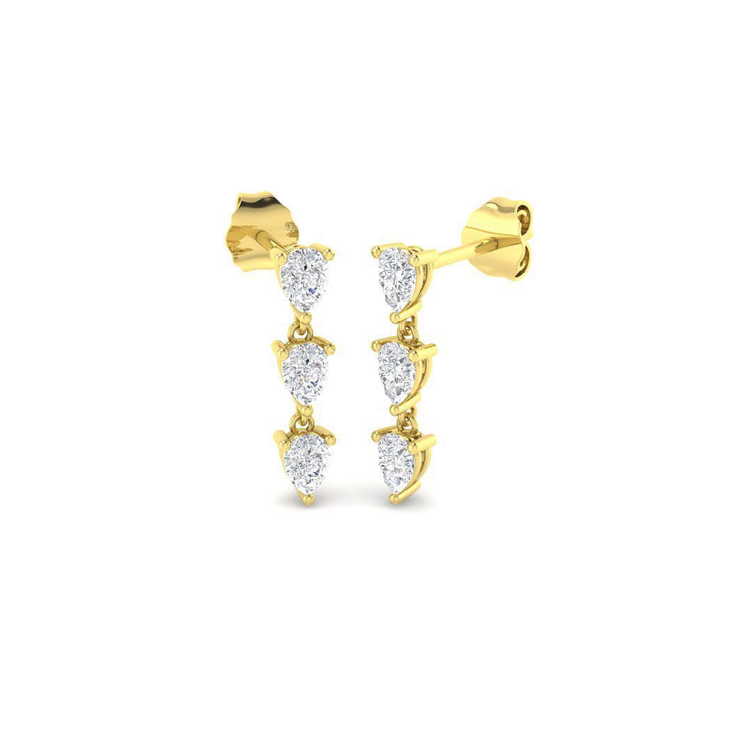 9ct Yellow Gold Pear Lab Grown Diamond Earrings 1