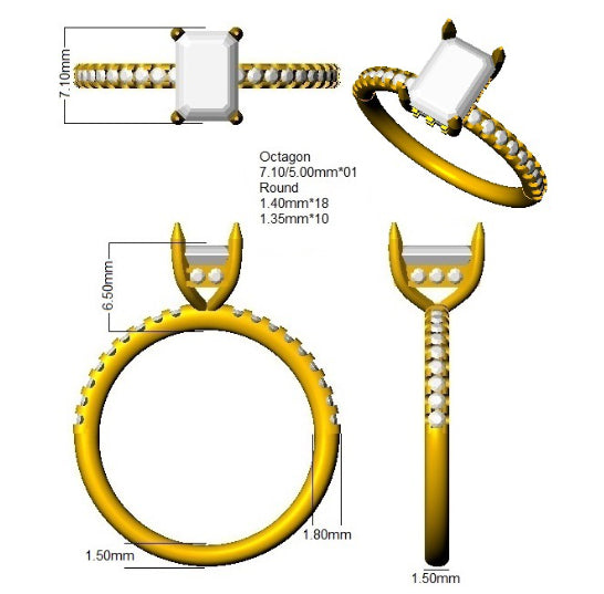 9ct White Gold Radiant Lab Grown Diamond Ring 3