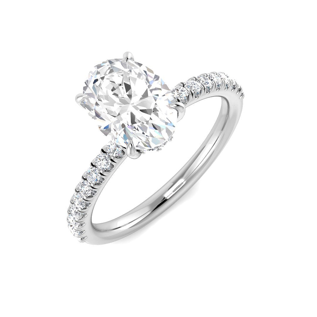 9ct White Gold Oval Lab Grown Diamond Ring 1