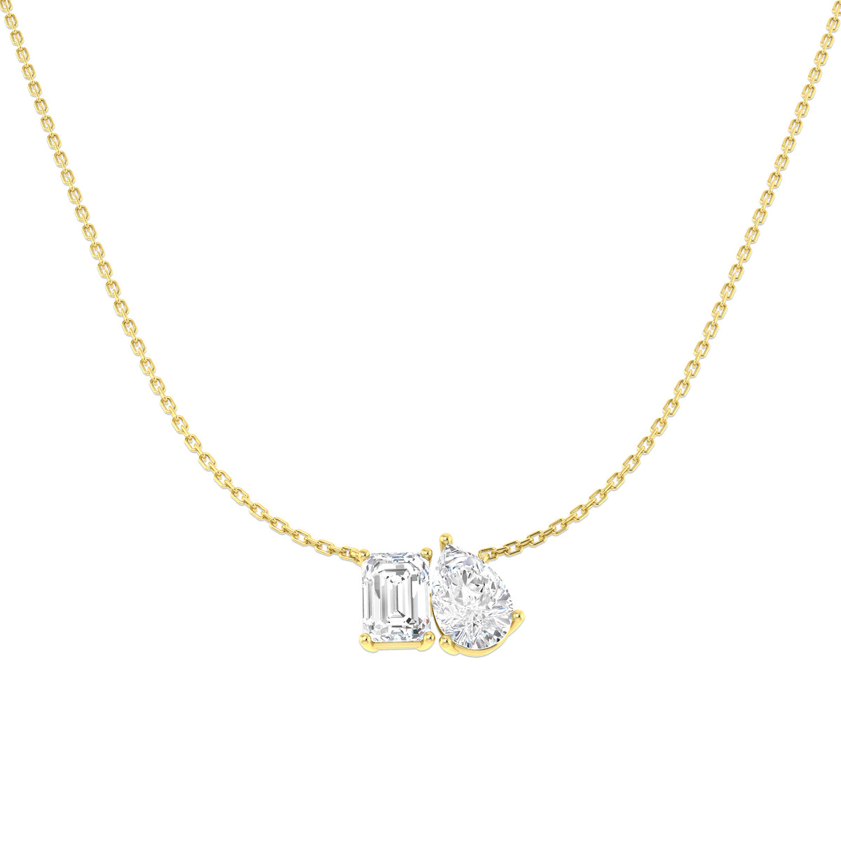 9ct Yellow Gold Emerald Cut and Pear Lab Grown Diamond Necklace 1