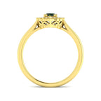 9ct Yellow Gold Oval Teal Sapphire and Diamond Ring 2