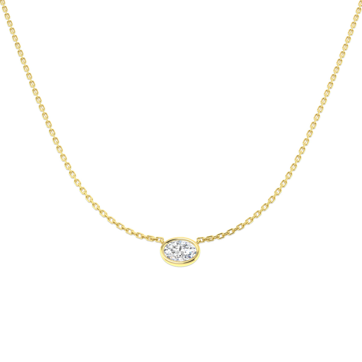 9ct Yellow Gold Oval Lab Grown Diamond Necklace 1