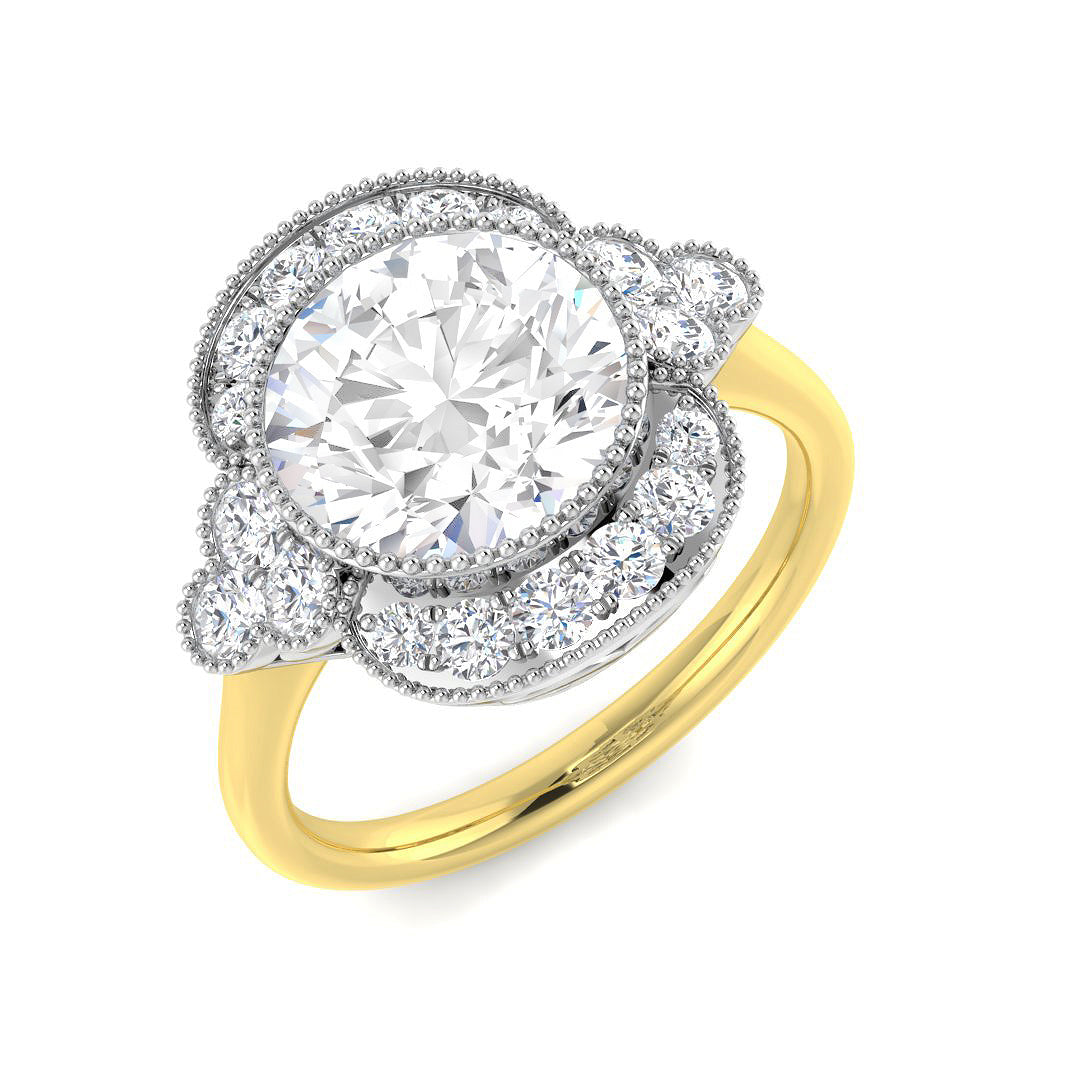 9ct Two Tone Round Cvd Old Cut Ring 1