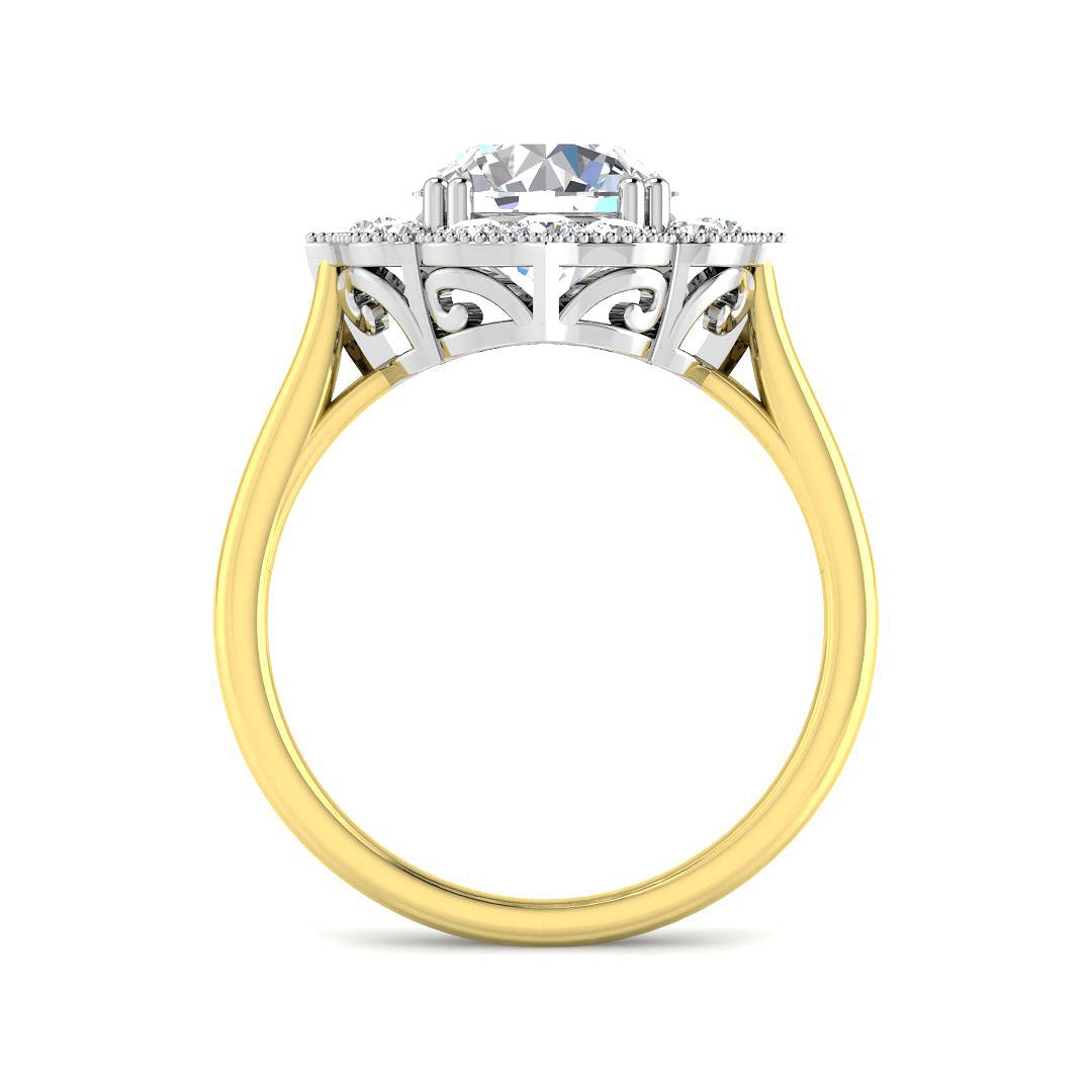 9ct Two Tone Round Cvd Old Cut Ring 2