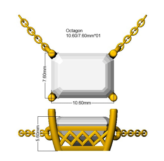 9ct White Gold Emerald Cut Lab Grown Diamond Necklace 2