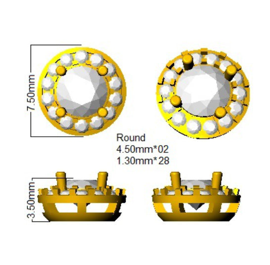 9ct Yellow Gold Round Lab Grown Diamond Earrings 2