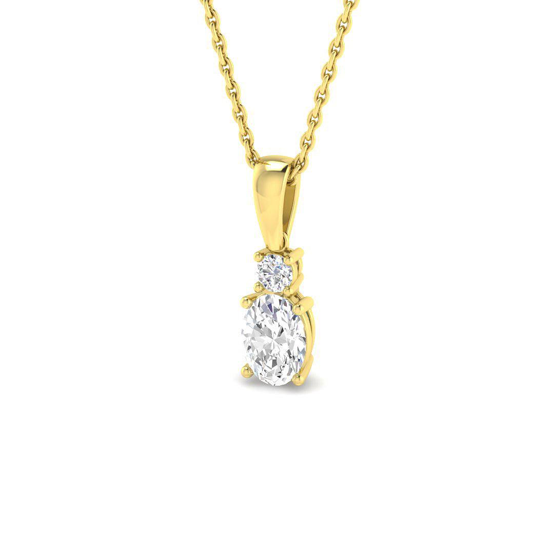 9ct Yellow Gold Oval Lab Grown Diamond Pendant 1