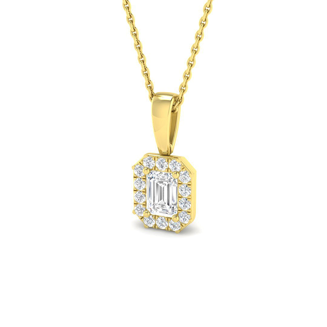 9ct Yellow Gold Emerald Cut Lab Grown Diamond Pendant 1