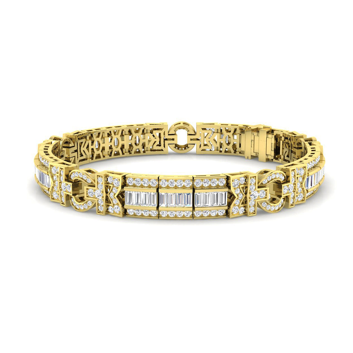 9ct Yellow Gold Baguette Lab Grown Diamond Bracelet 1