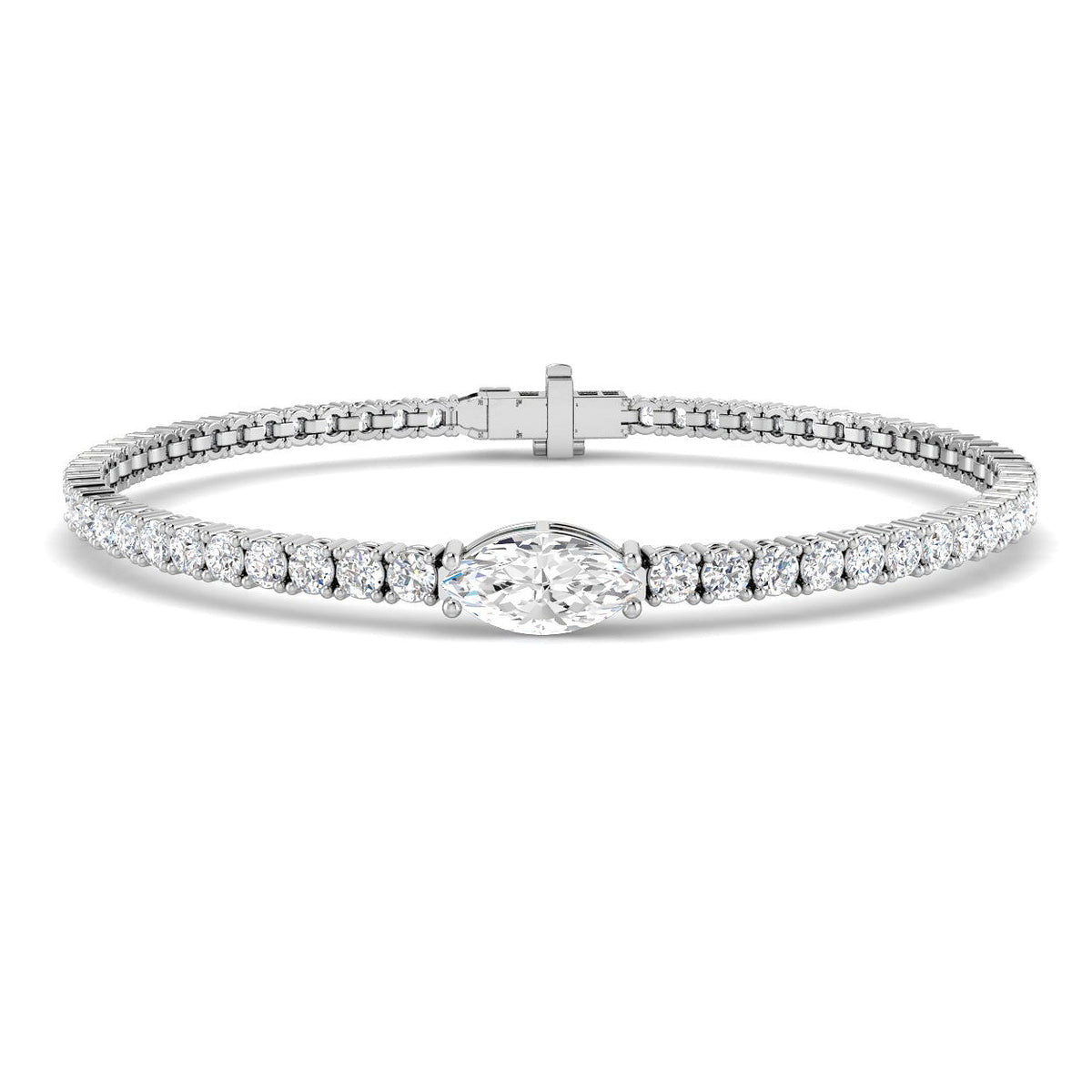 9ct White Gold Marquise Lab Grown Diamond Bracelet 1