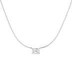 9ct White Gold Emerald Cut Lab Grown Diamond Necklace 1