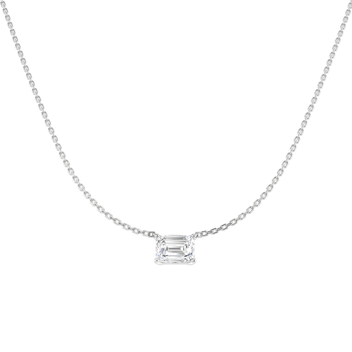 9ct White Gold Emerald Cut Lab Grown Diamond Necklace 1