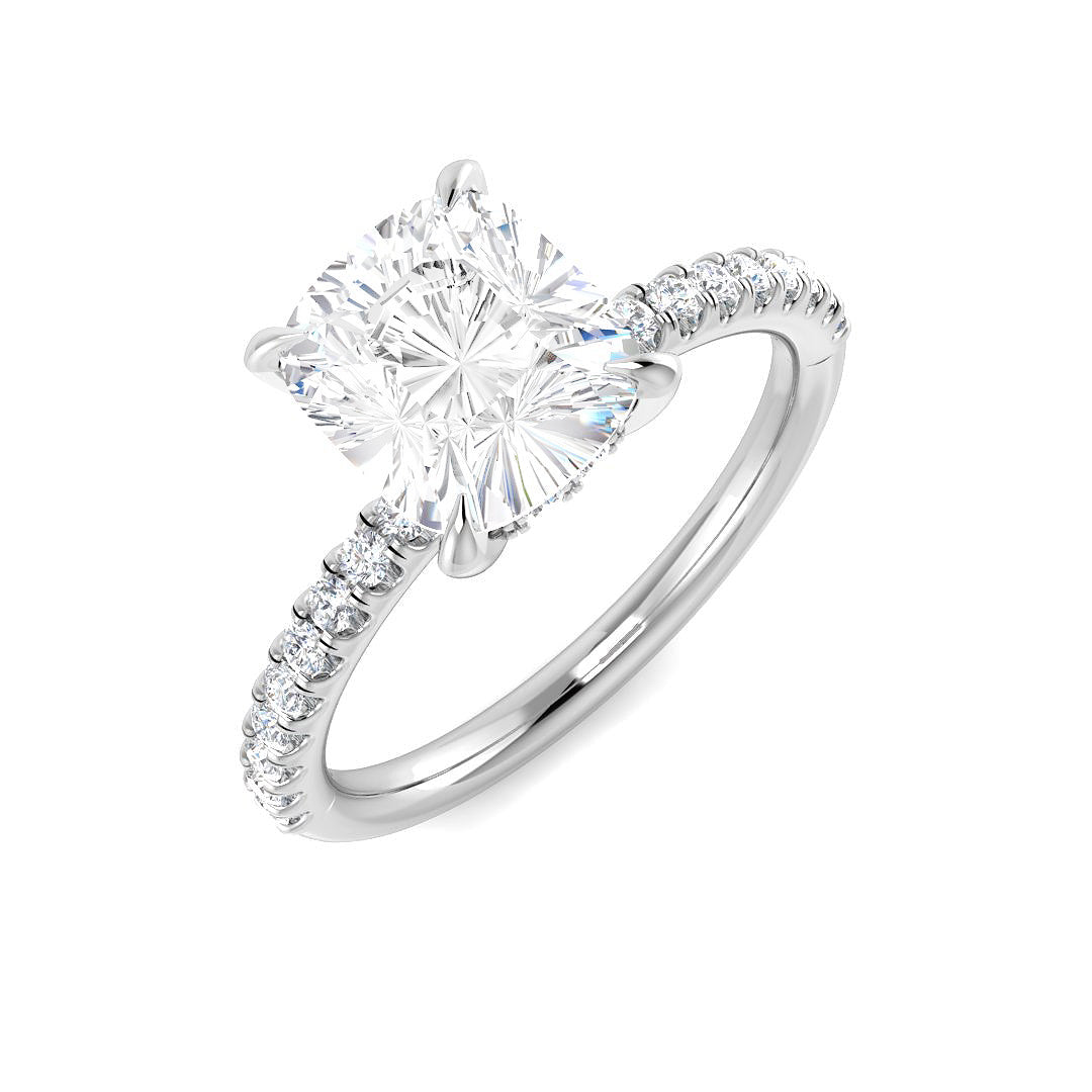 9ct White Gold Cushion Lab Grown Diamond Ring 1