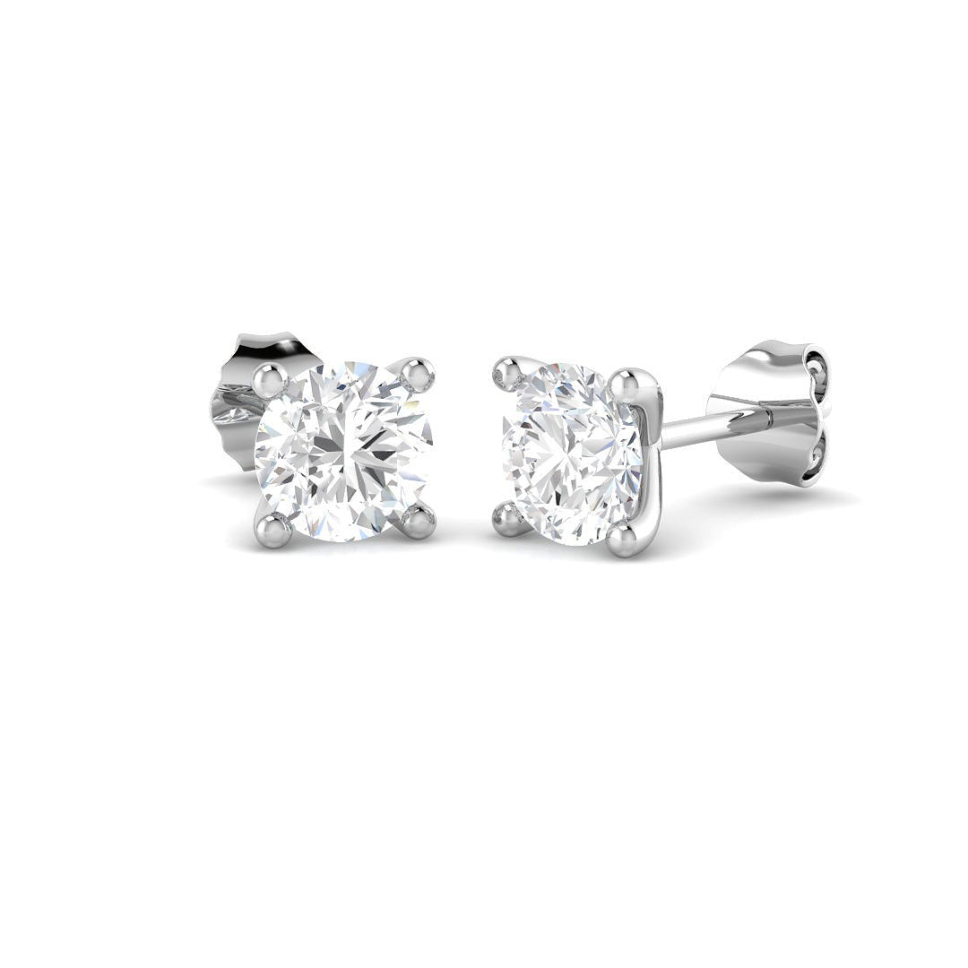 18ct White Gold Round Lab Grown Diamond Earrings 1