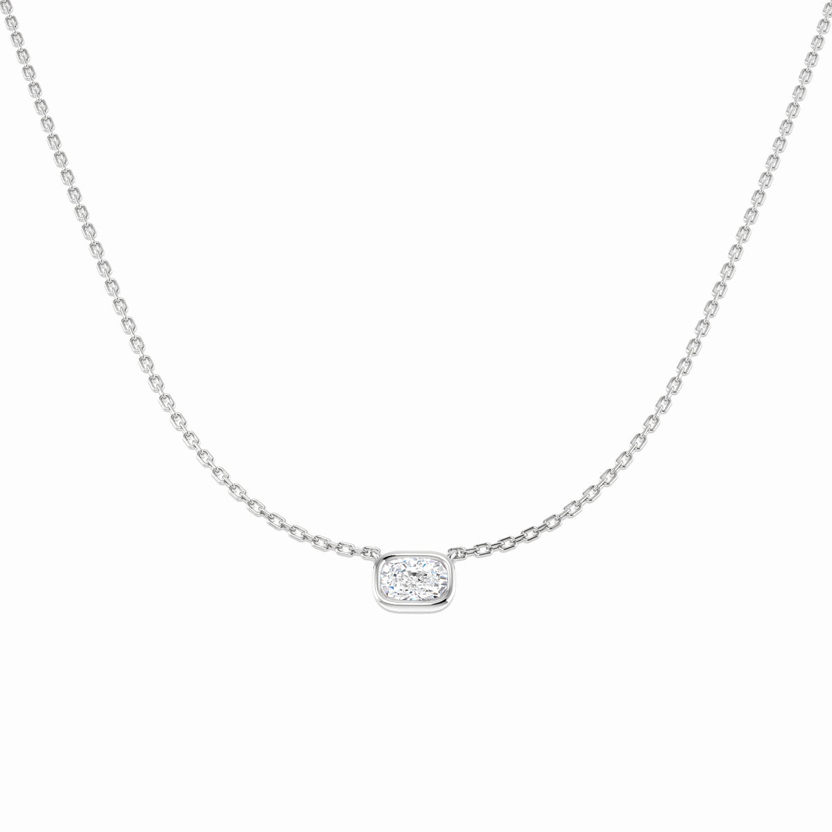 9ct White Gold Cushion Lab Grown Diamond Necklace 1