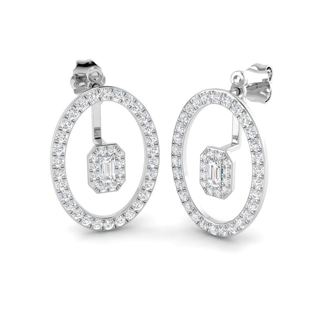 9ct White Gold Emerald Cut Lab Grown Diamond Earrings 1