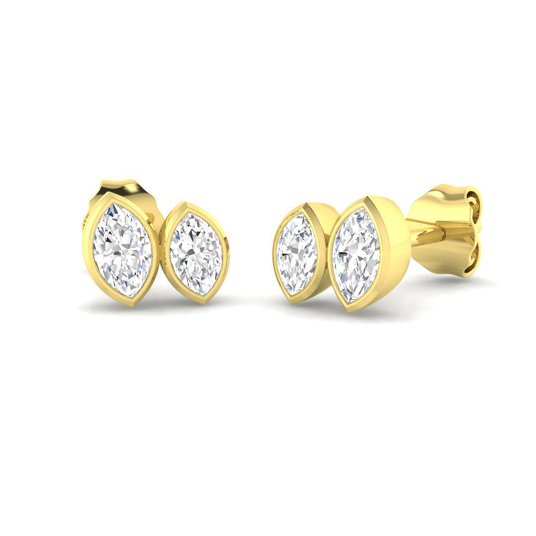 9ct Yellow Gold Marquise Lab Grown Diamond Earrings 1