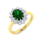 18ct Yellow Gold Oval Emerald and Diamond Ring 1