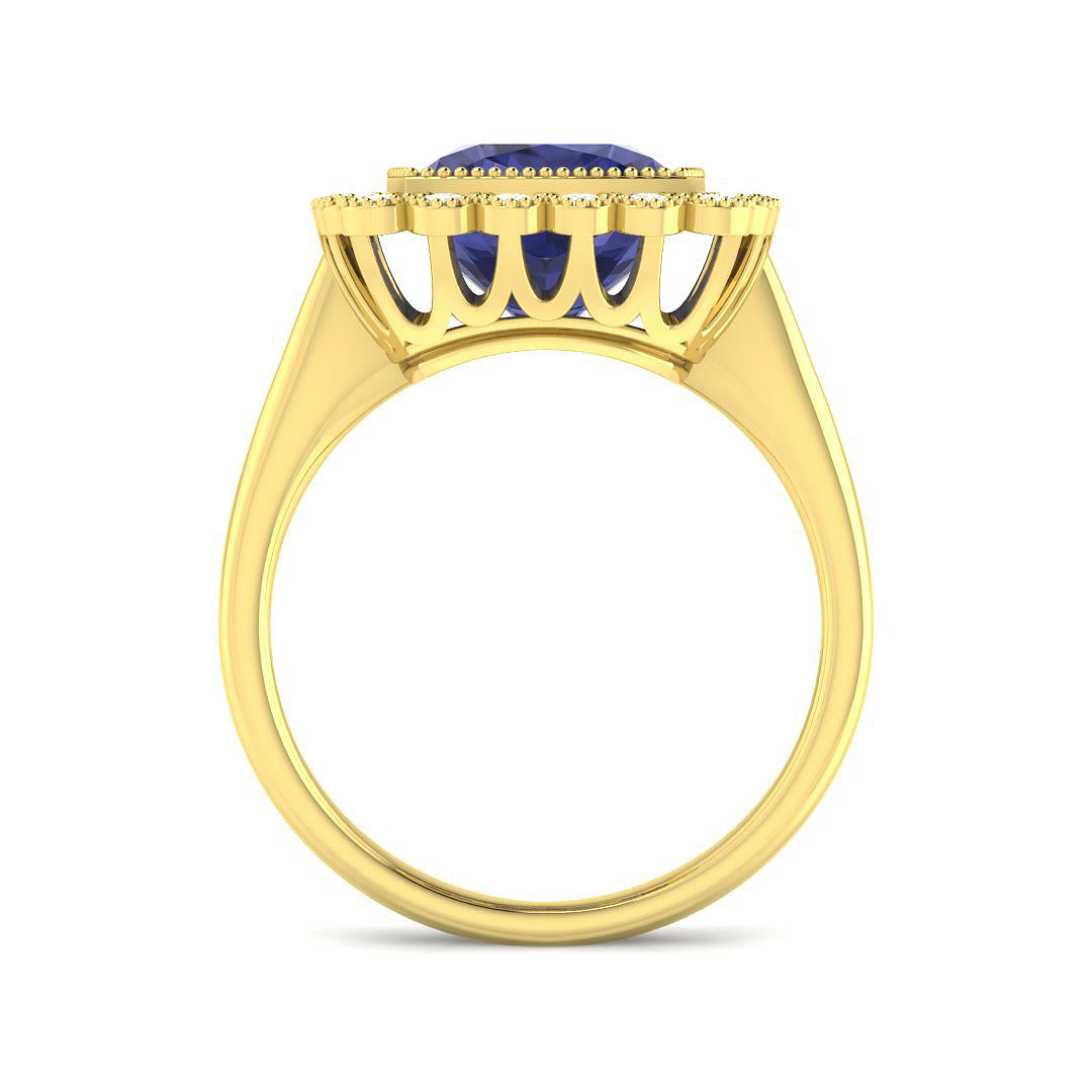 9ct Yellow Gold Cushion Tanzanite and Diamond Ring 2